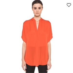 VINCE
Georgette Cap Sleeve Half Placket Blouse 💯 silk Size M